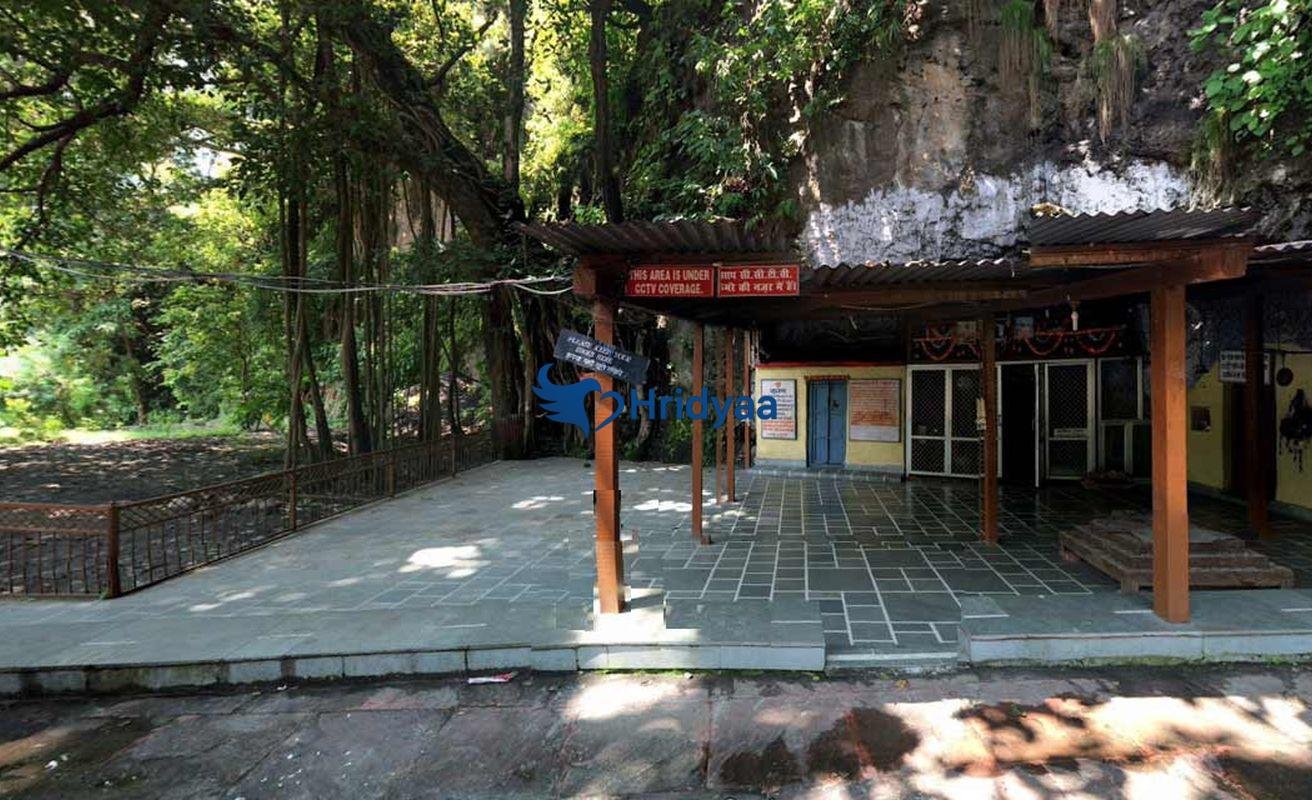 Vashishta Gufa near Rishikesh showing cave entrance beside the Ganga in a peaceful setting