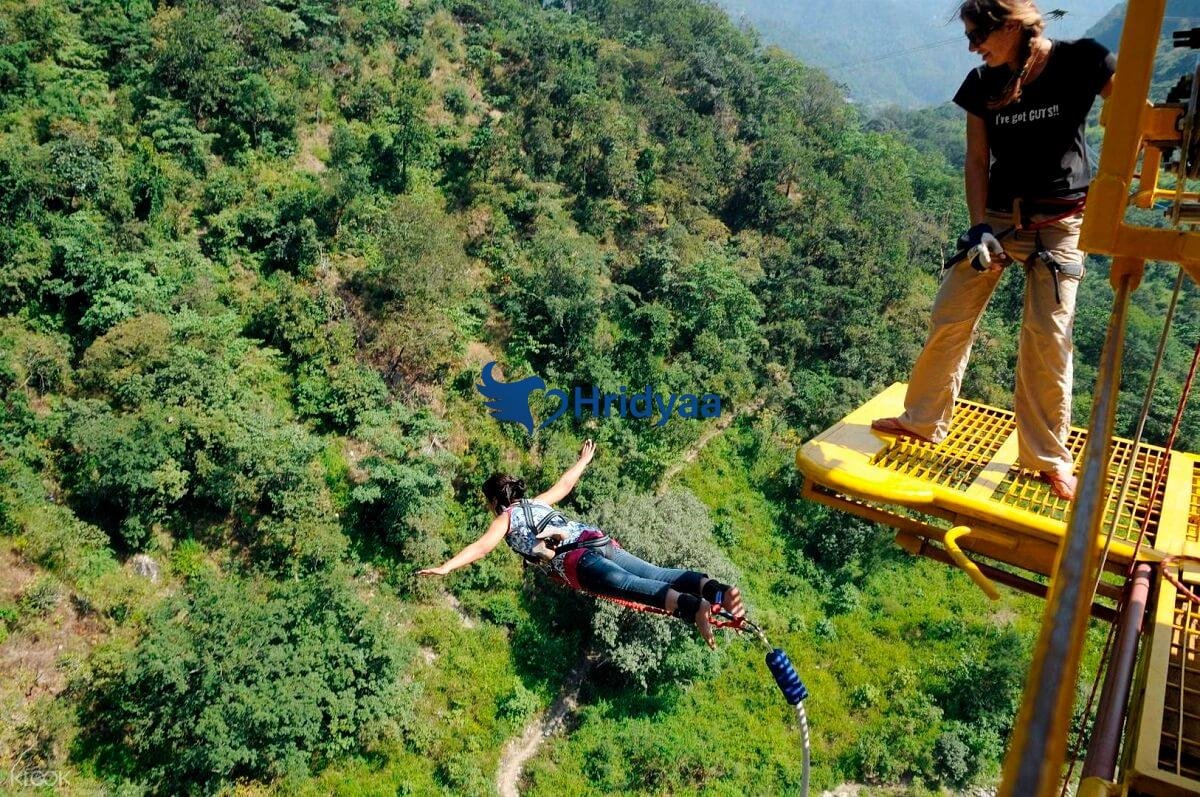 83 meter permanent fixed cantilever bungee jumping platform in Rishikesh