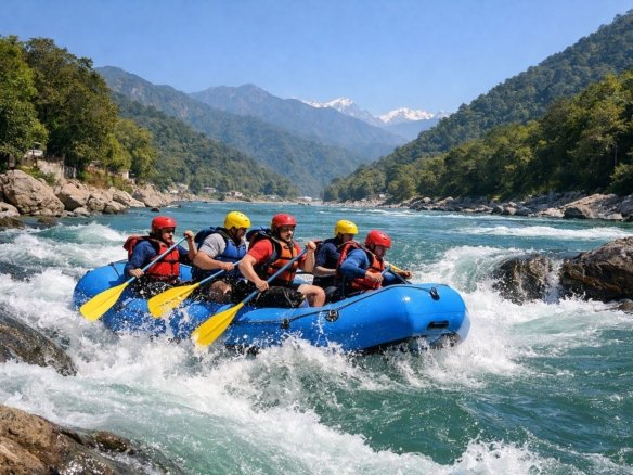 Best month for rafting in Rishikesh river adventure scene