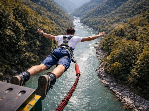 Adventure combo activities including bungee jumping giant swing and flying fox in Rishikesh