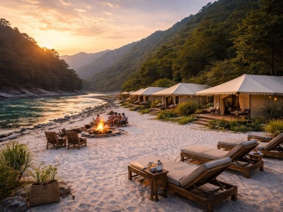 Budget camping tents in Rishikesh near Ganga