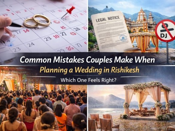 Visual illustration representing common wedding planning mistakes in Rishikesh
