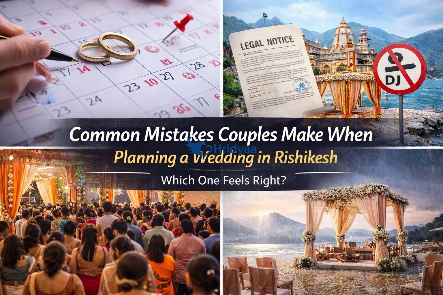 Visual illustration representing common wedding planning mistakes in Rishikesh