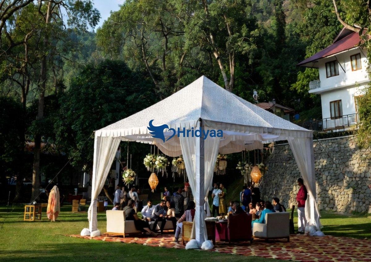 Scenic view of Rishikesh showing river, mountains and forested landscape