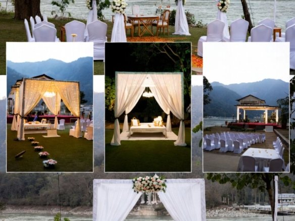 Luxury wedding resort in Rishikesh with hill and river views