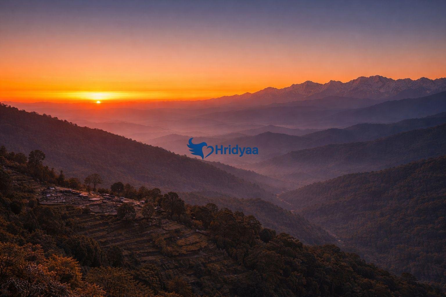 Winterline effect visible near Nautkhal Rishikesh during sunset