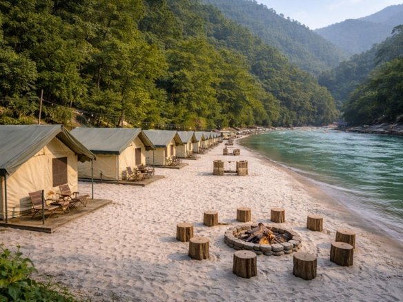 Camping in Rishikesh near river with tents close to Ganga in 2026