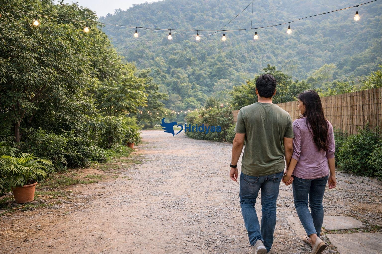 Couple camping in Tapovan near cafes and Laxman Jhula area