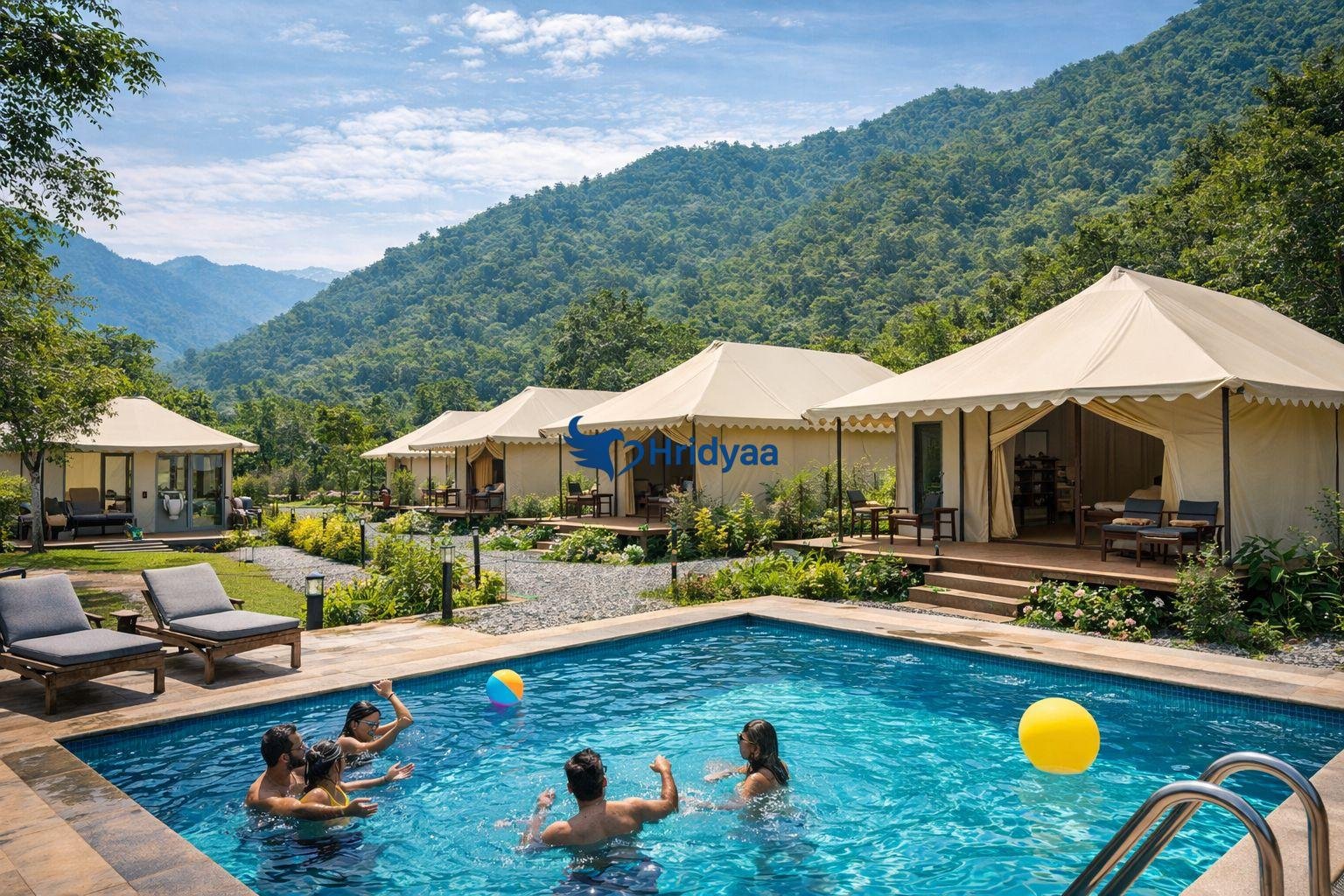 Tapovan resort in Rishikesh with luxury tents and pool