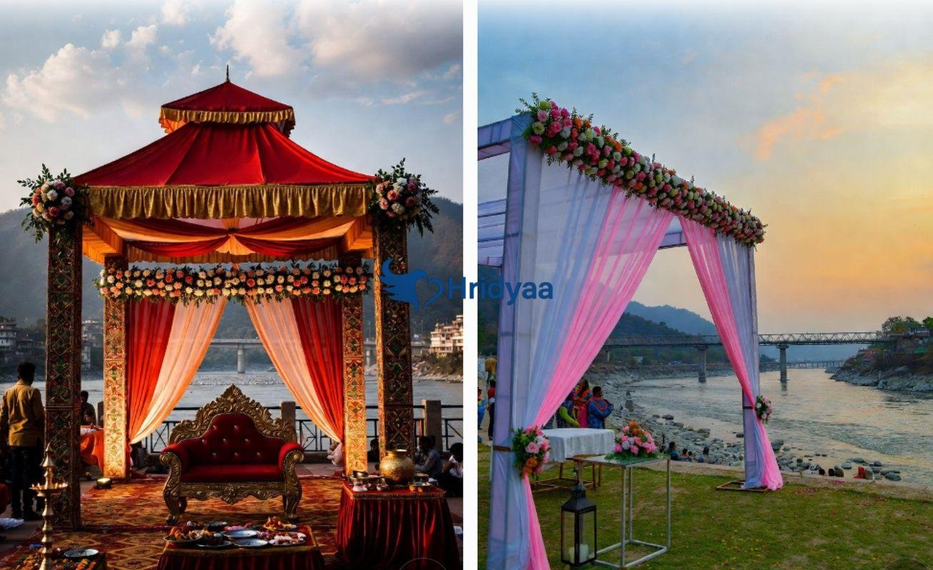 Minimalist and nature-inspired wedding décor setup in Rishikesh
