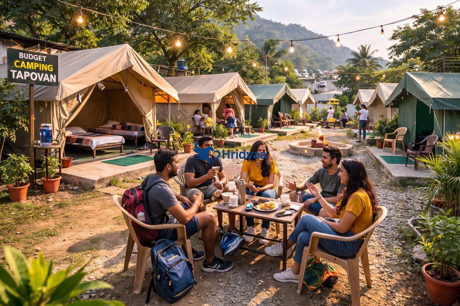 Weekday budget camping in Tapovan with affordable tent setup