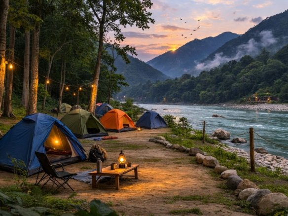 Budget camping tents in Rishikesh near Ganga