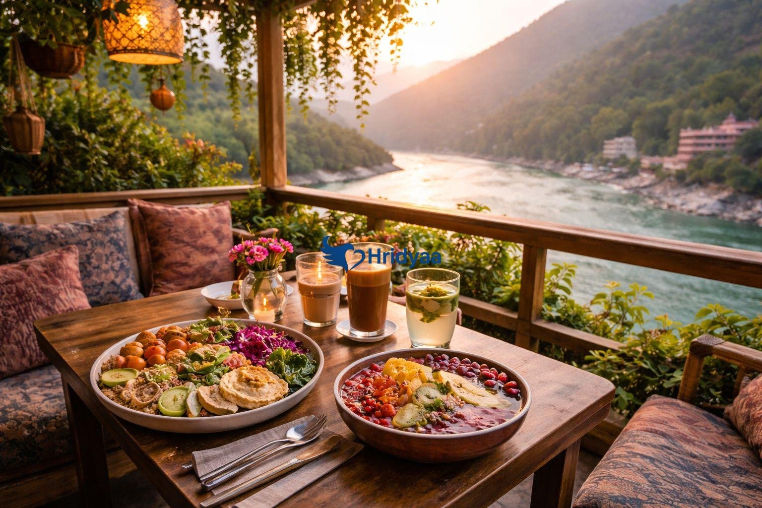 healthy cafe near laxman jhula ganga view rishikesh