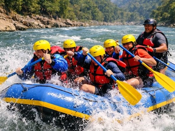 white water rafting in rishikesh in april on the ganga river near shivpuri
