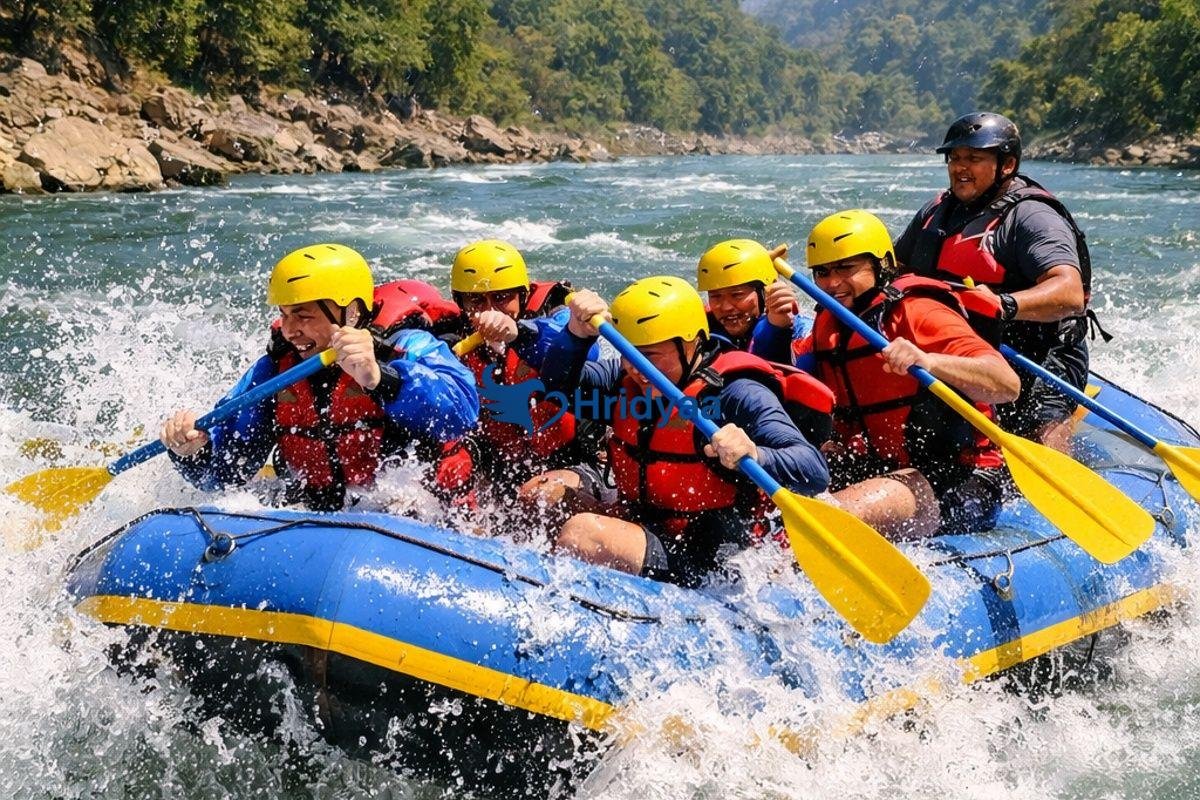 white water rafting in rishikesh in april on the ganga river near shivpuri